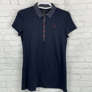 Tommy Hilfiger Women’s Short Sleeve Polo Shirt SMALL Blue/Red/Swiss Dot
